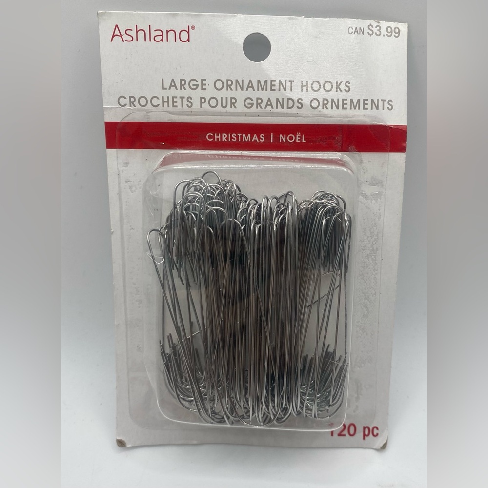 Ashland Large Ornament Hooks Silver Ornament Tree Hooks 120 Pieces NEW
